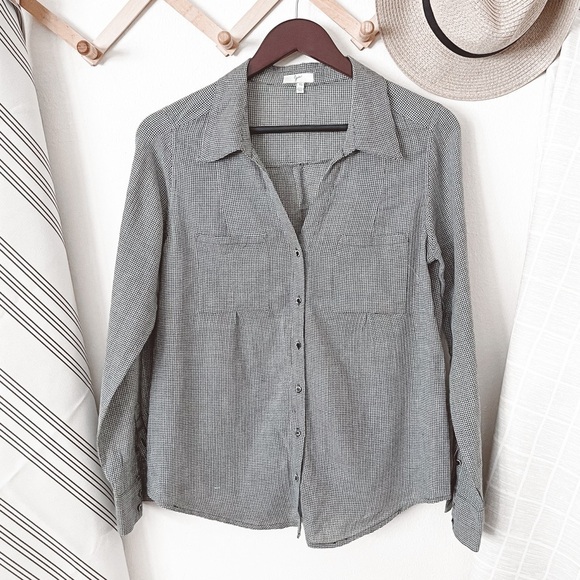 Joie Houndstooth Button Down Top - Picture 1 of 4